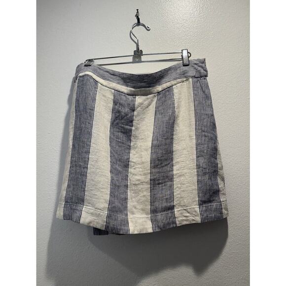 Free People Women’s Size 12 Striped Linen Wrap Skirt Coastal Boho Resort Beach - Picture 2 of 6